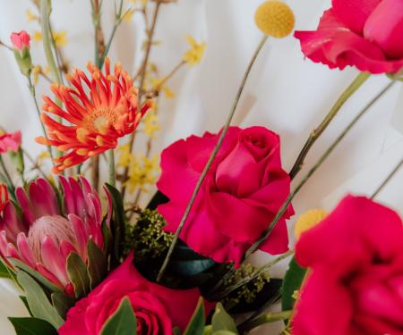 Colourful bouquet with tropical colors